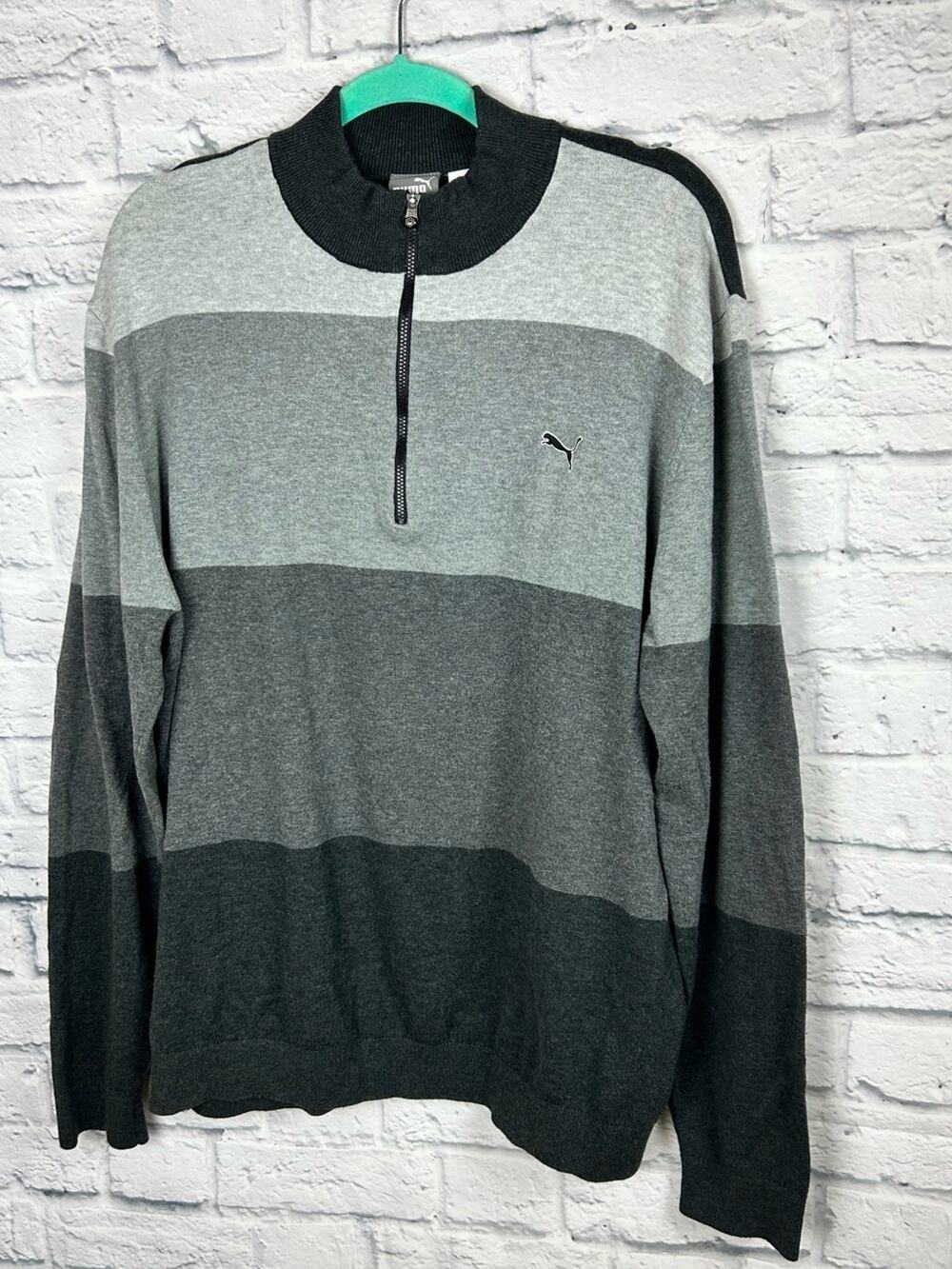 Puma Golf Men’s XL Gray Colorblock 1/4 Zip Cotton Sweater Pullover
